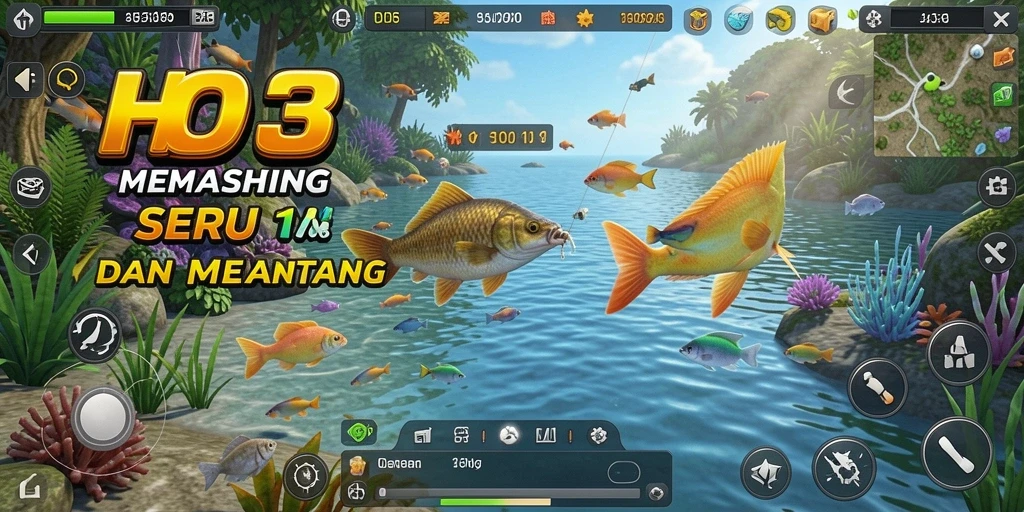 Tampilan gameplay HO3 dengan pengalaman memancing seru.