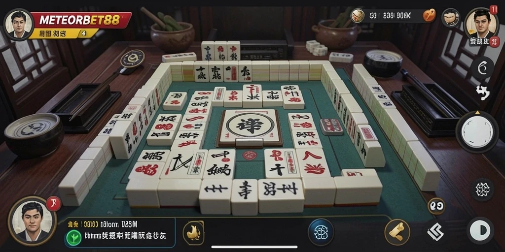Screenshot gameplay METEORBET88 dengan tampilan Mahjong yang menarik.